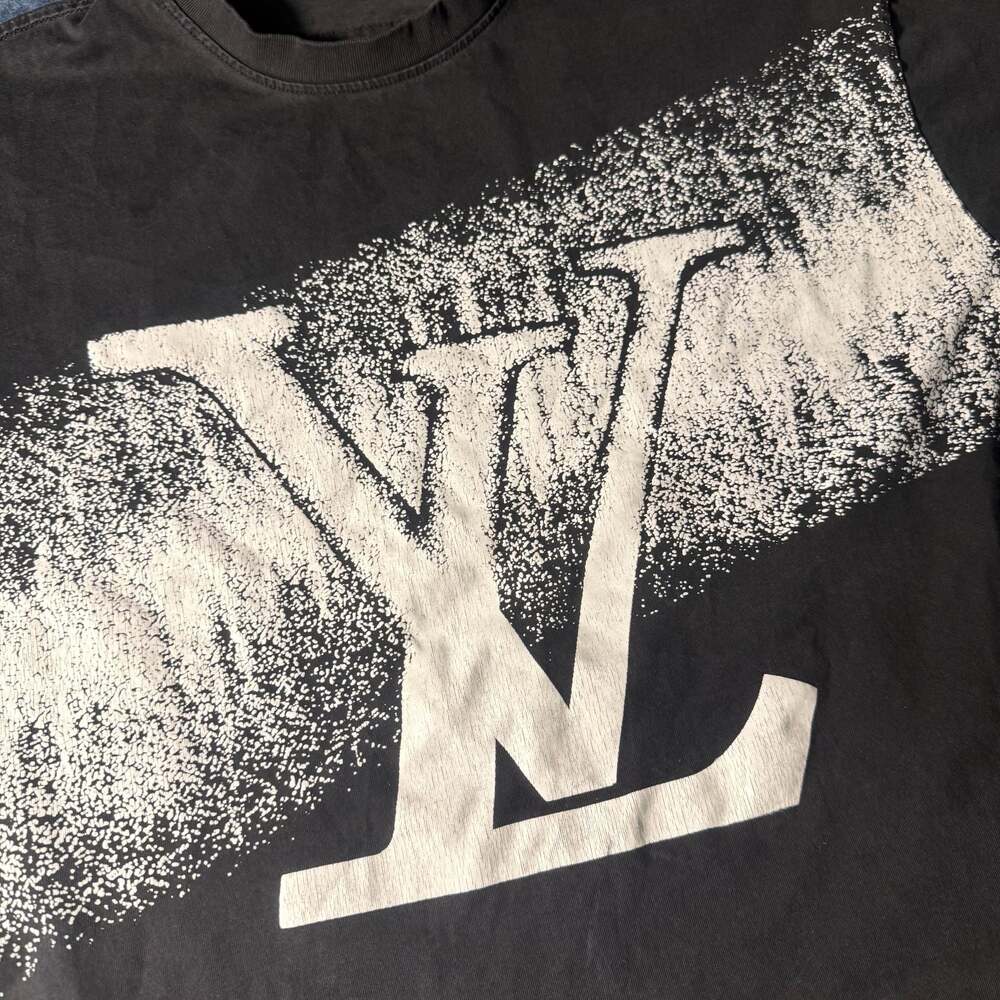 Authentic Louis Vuitton Splattered Logo T-Shirt - Black